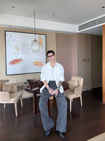 Retro Pinstripe Wide-Leg Casual Pants 3