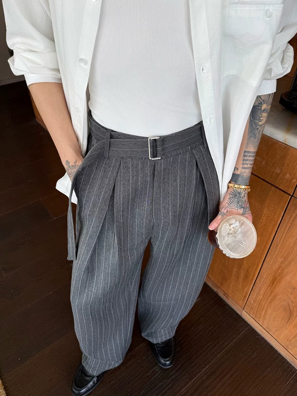 Retro Pinstripe Wide-Leg Casual Pants 5