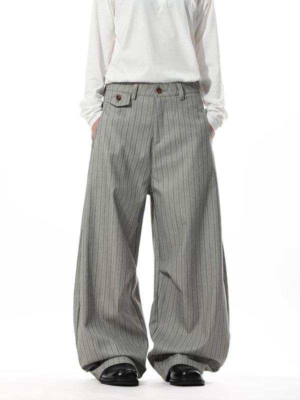 Retro Pinstripe Wide-Leg Dress Pants 2