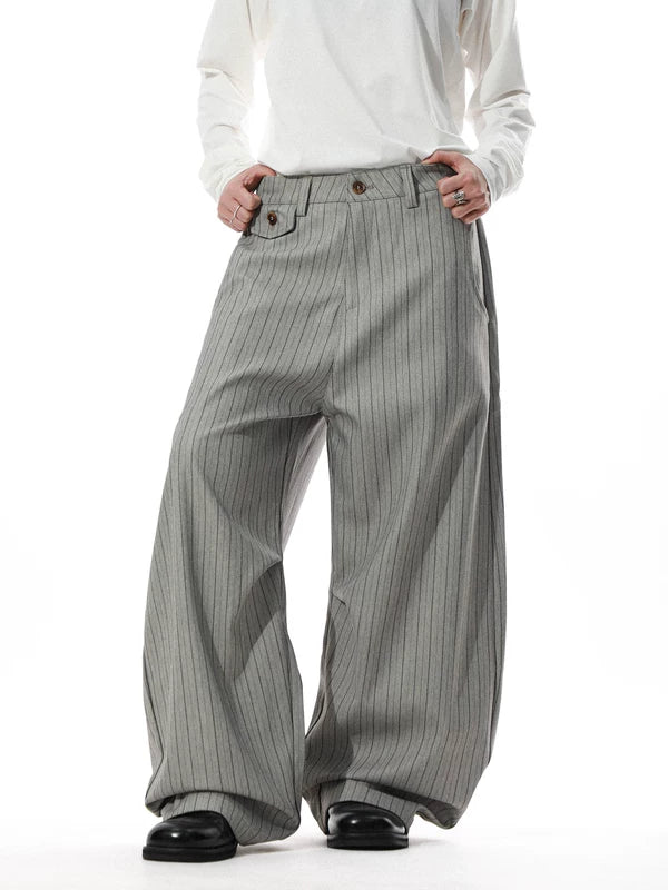 Retro Pinstripe Wide-Leg Dress Pants 3