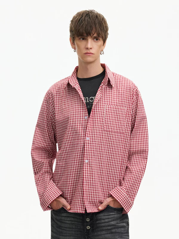 Retro Plaid Long Sleeve Button-Up Shirt 3