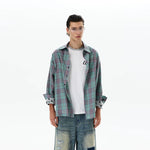 6018393973359,6018393973360,6018393973361,6018393973362, Retro Plaid Long Sleeve Button Up Shirt