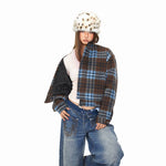 Retro Plaid Short Jacket with Fur Collar 2