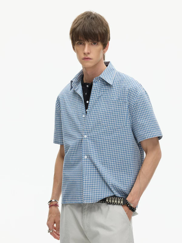 Retro Plaid Short Sleeve Button-Up Shirt 2