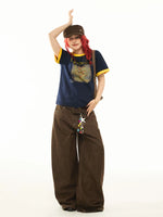 Retro Pleated Wide Leg Baggy Jeans Pants 5
