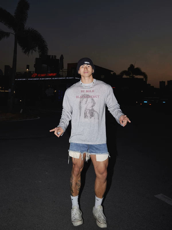 Retro Portrait Graphic Long Sleeve Pullover 2