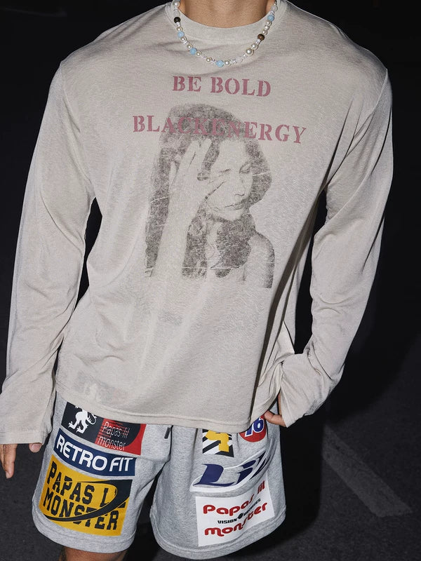 Retro Portrait Graphic Long Sleeve Pullover 3