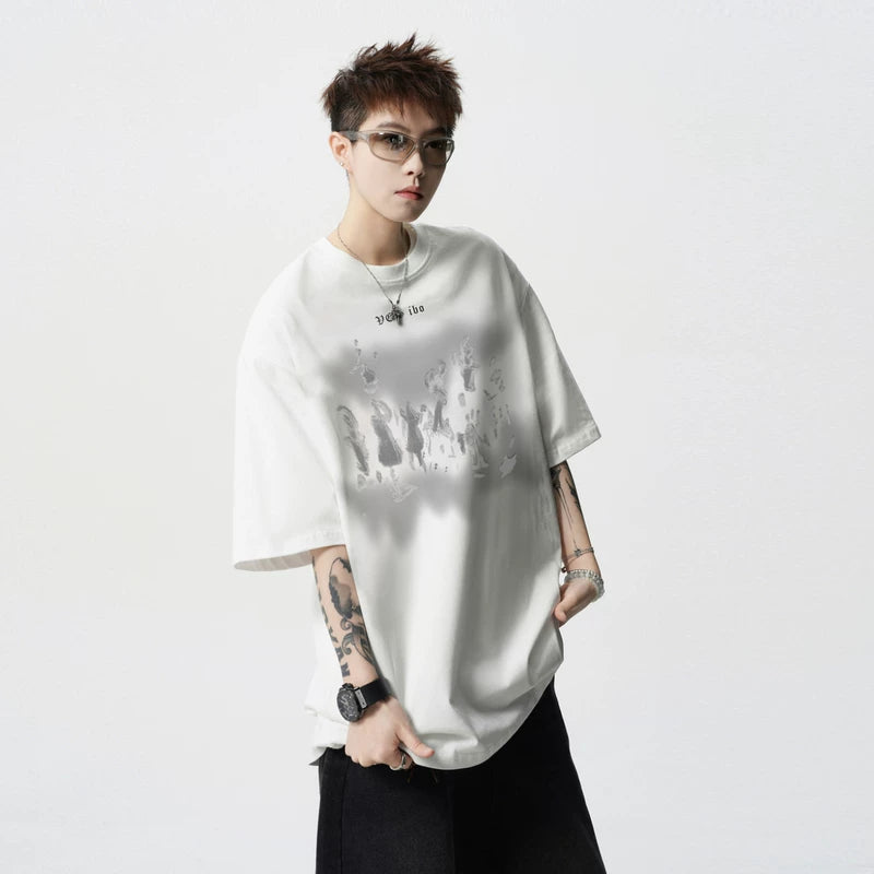 Retro Print Oversized Crew Neck T-Shirt 5
