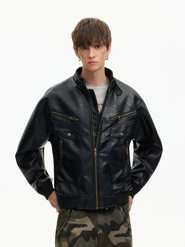 Retro PU Leather Motorcycle Jacket 2