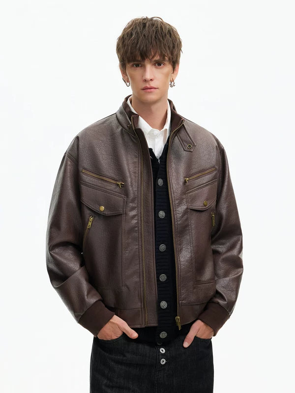 Retro PU Leather Motorcycle Jacket 3