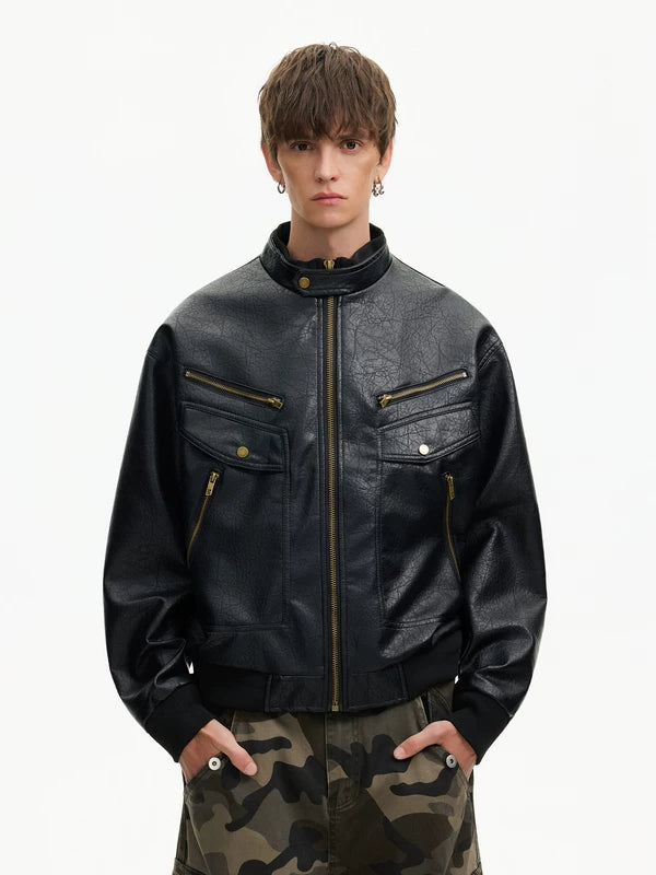 Retro PU Leather Motorcycle Jacket 4
