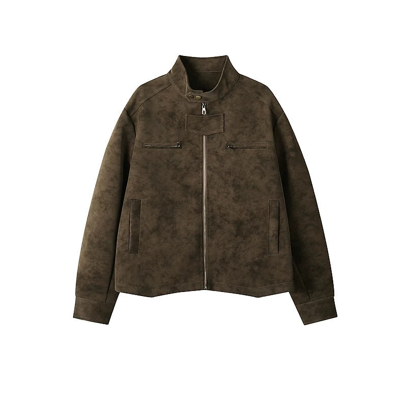 5879254385558,5879254385559,5879254385560,5879254385561,5879254385562,5879254385563,5879254385564, Retro PU Leather Stand Collar Motorcycle Jacket