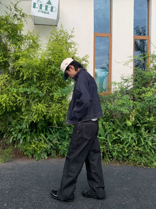 Raw Denim Wide Leg Jeans Pants 3