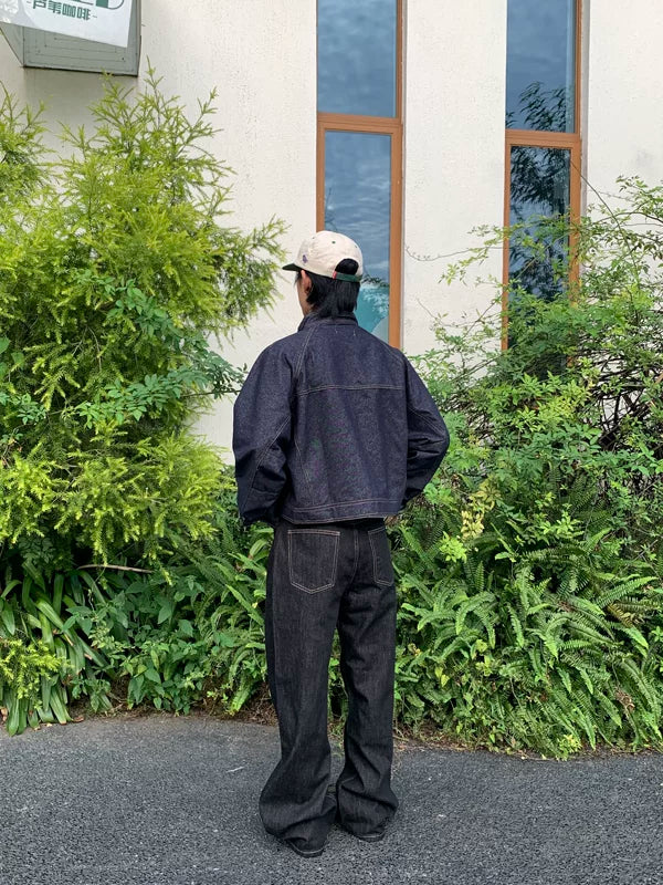 Raw Denim Wide Leg Jeans Pants 4