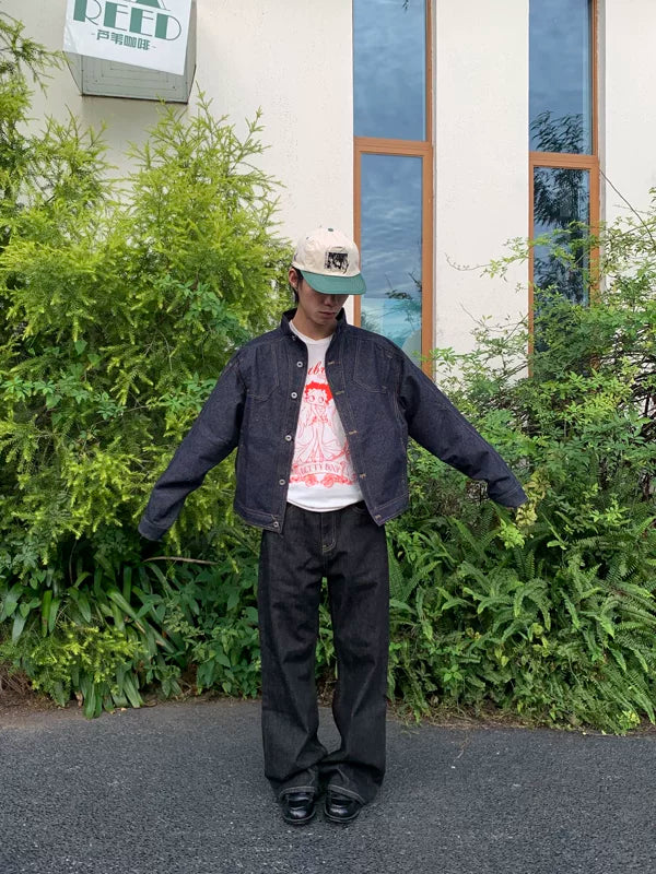 Raw Denim Wide Leg Jeans Pants 5