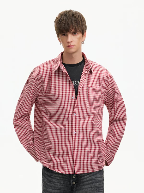 Retro Plaid Long Sleeve Button-Up Shirt 2