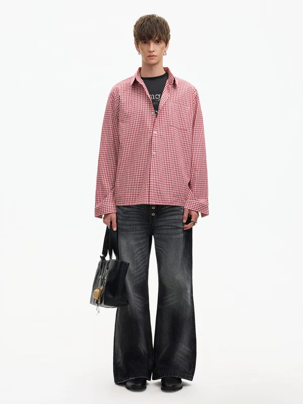 Retro Plaid Long Sleeve Button-Up Shirt 5