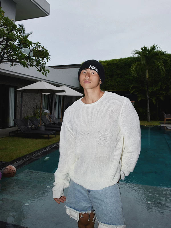 Retro Relaxed Knit Long-Sleeve Sweater 1