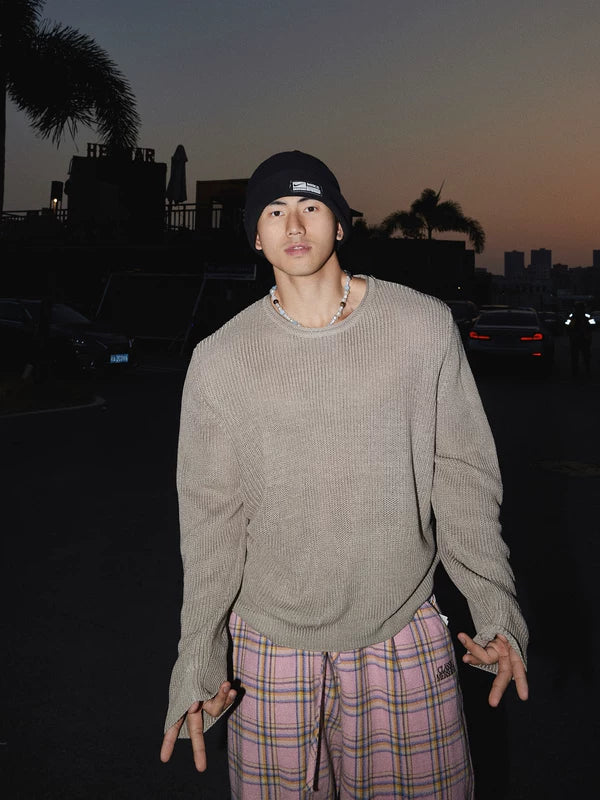 Retro Relaxed Knit Long-Sleeve Sweater 2