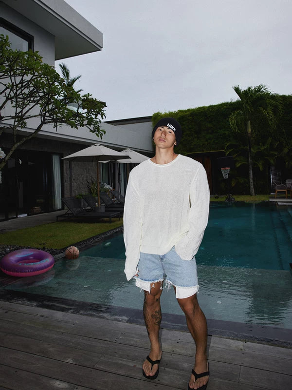 Retro Relaxed Knit Long-Sleeve Sweater 5