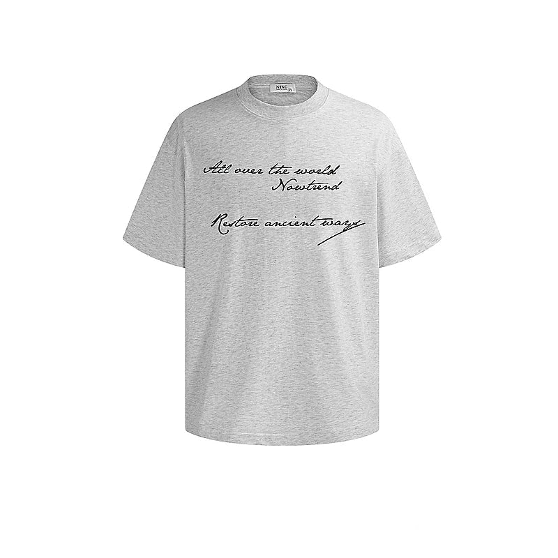 6023973392082,6023973392083,6023973392084,6023973392085,6023973392086, Retro Script Print Oversized T-Shirt