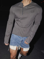 Retro Slanted Henley Long-Sleeve Pullover 3