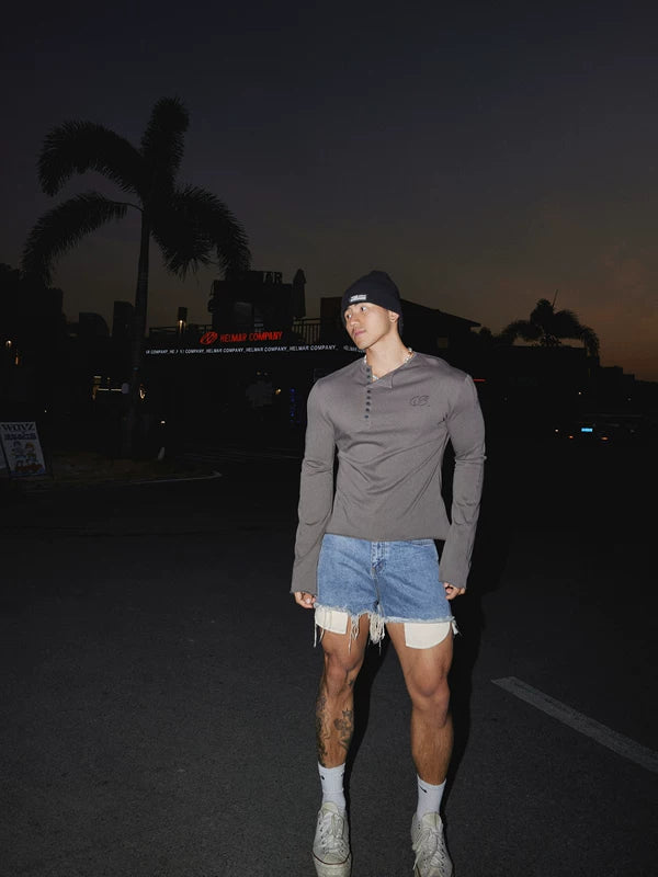 Retro Slanted Henley Long-Sleeve Pullover 5