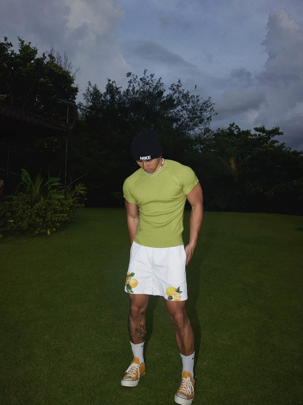 Retro Slim Fit Ribbed Knit T-Shirt 5