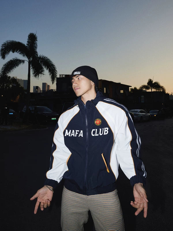 Retro Sporty Colorblock Hooded Track Jacket 2