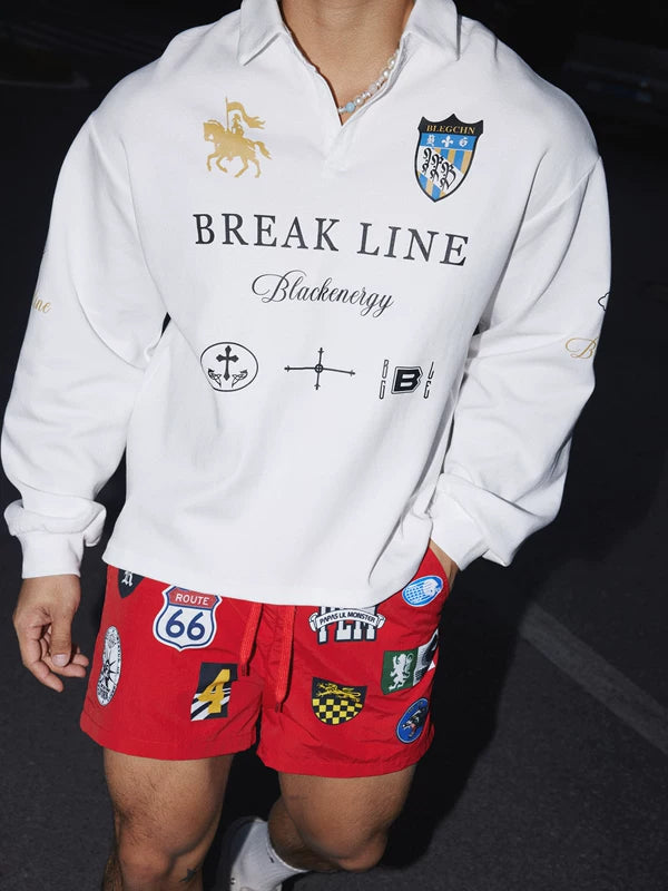 Retro Sporty Embroidered Polo Sweatshirt 3