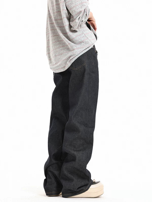 Retro Straight Leg Denim Casual Pants 5
