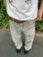 Retro Straight-Leg Workwear Pants with Embroidery 4