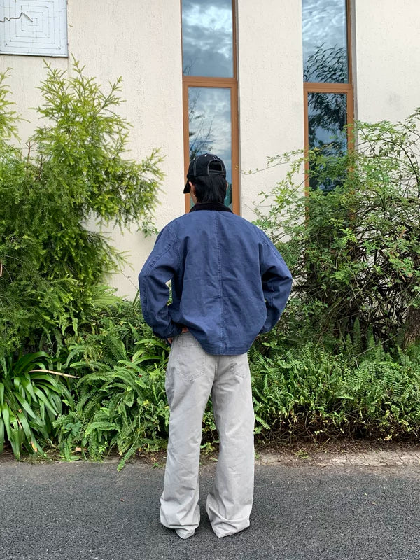 Retro Straight-Leg Workwear Pants with Embroidery 5