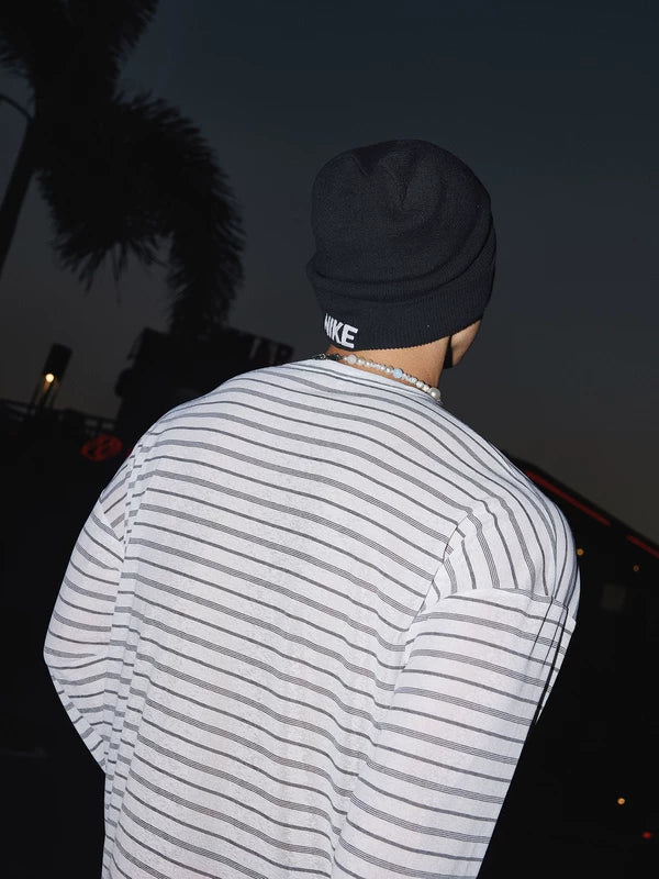 Retro Striped Henley Long-Sleeve Pullover 5