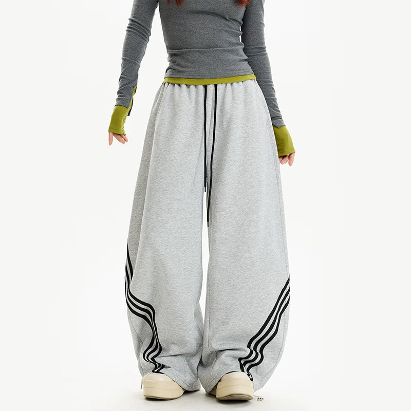 Retro Striped Wide Leg Sweatpants 2