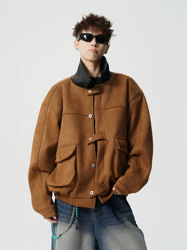 Retro Suede Barn Collar Jacket 3