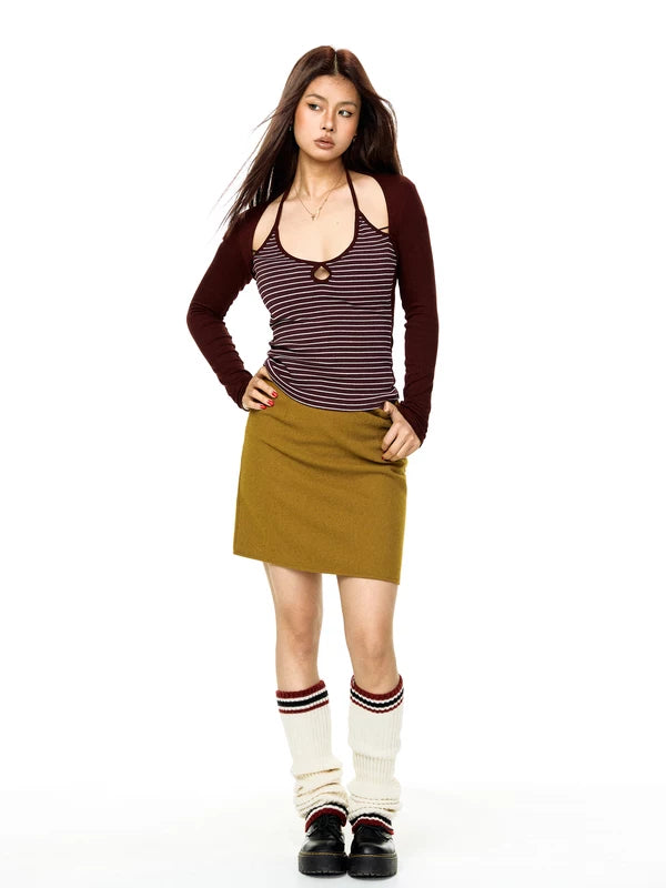 Retro Suede Straight Midi Skirt 5