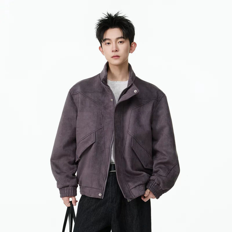 1627207:6059850,6008595476478,1627207:6059850,6008595476477,1627207:6059850,6008595476479,1627207:6059850,6008595476480,6008595476478,6008595476477,6008595476479,6008595476480, Retro Suede Zip-Up Casual Jacket