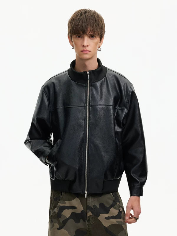 Retro Textured Leather Pilot Jacket 2