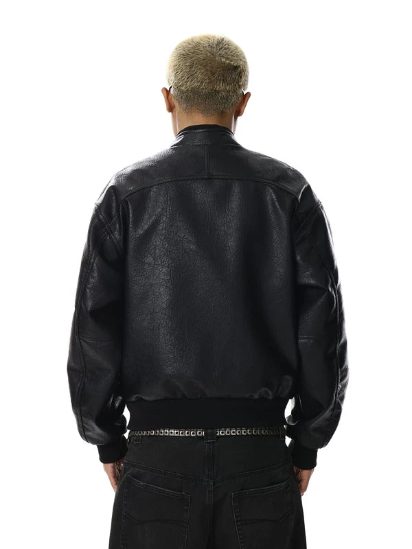 Retro Textured PU Leather Multi-Pocket Jacket 5