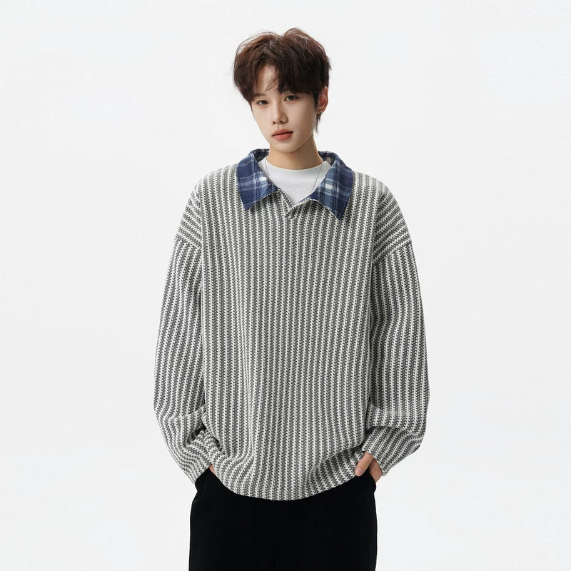 6018750440044,6018750440045,6018750440046,6018750440047,6018750440048,6018750440049,6018750440050, Retro Textured Pullover Hoodie with Lapel