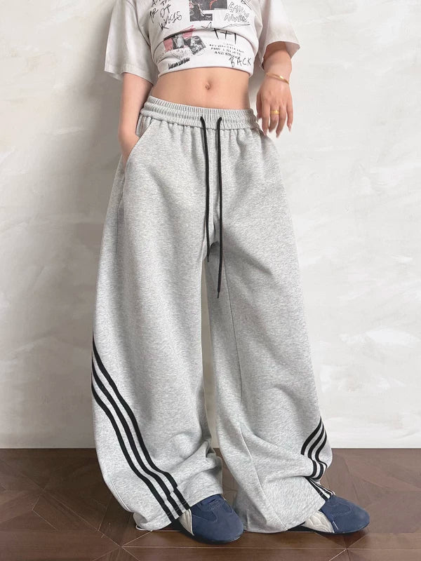 Retro Three-Stripe Wide Leg Sweatpants 2