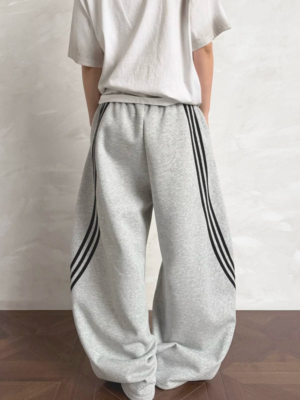 Retro Three-Stripe Wide Leg Sweatpants 3
