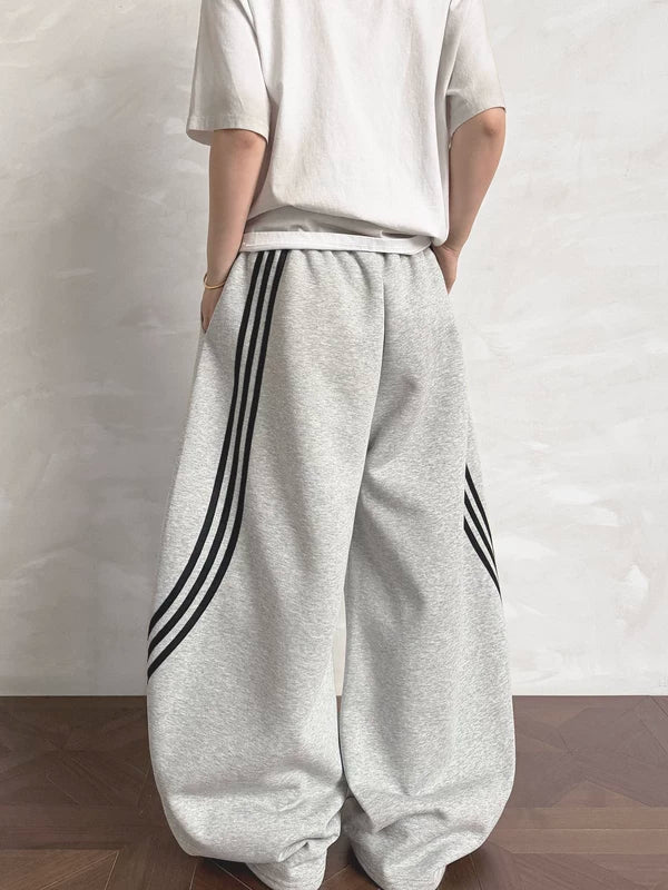 Retro Three-Stripe Wide Leg Sweatpants 4