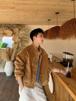 Retro Washed Corduroy Stand Collar Jacket 2