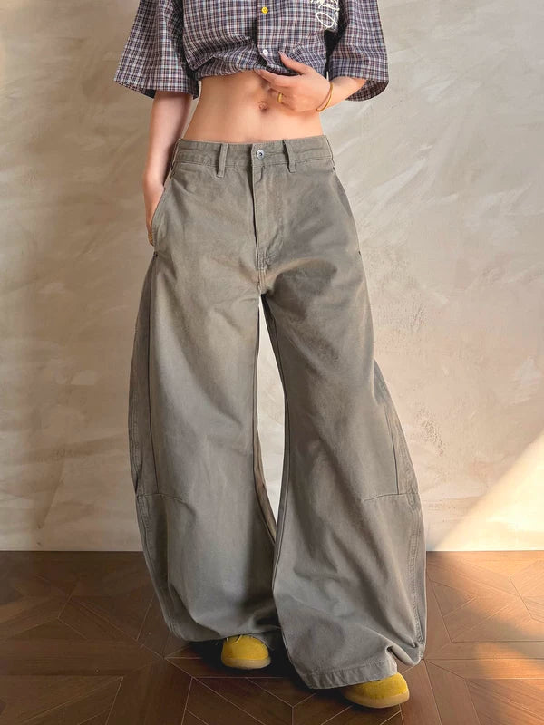 Retro Washed Wide Leg Cargo Pants 2