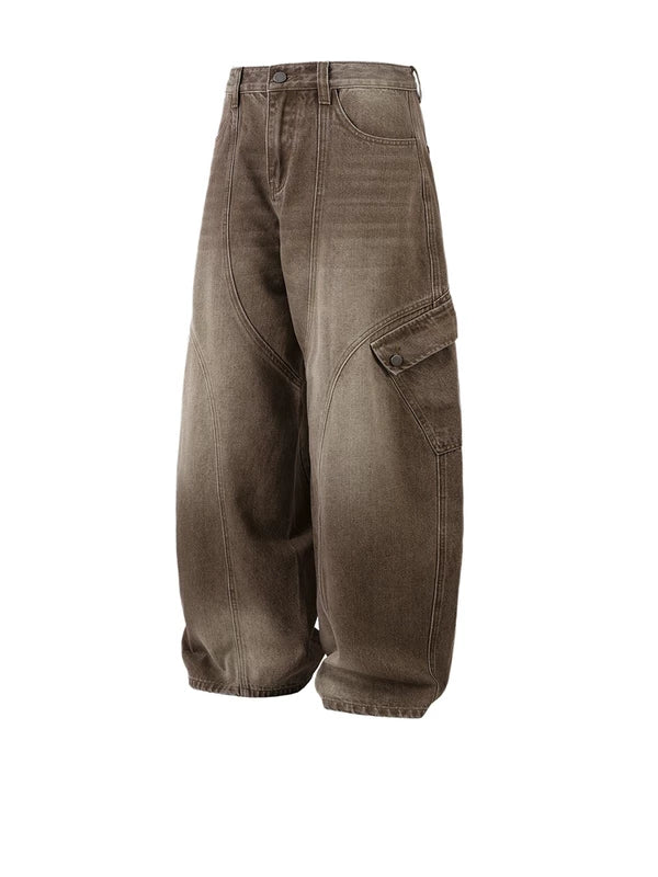 Retro Wide-Leg Cargo Denim Pants 5