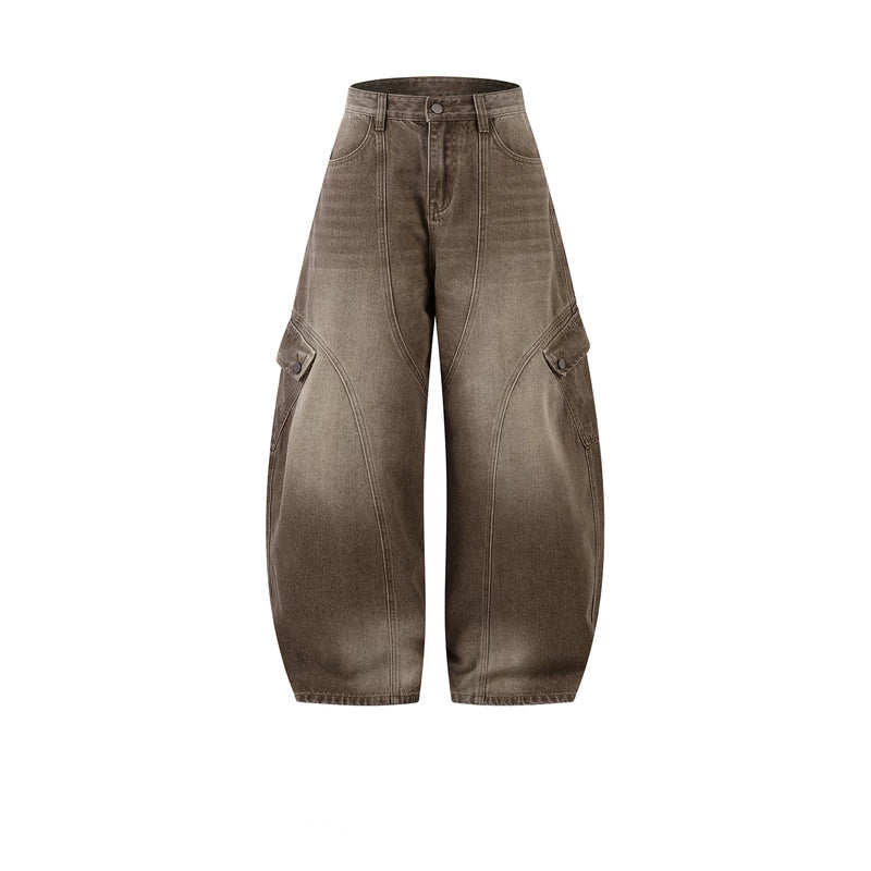 6062432582626,6062432582627,6062432582628,6062432582629,6062432582630, Retro Wide-Leg Cargo Denim Pants