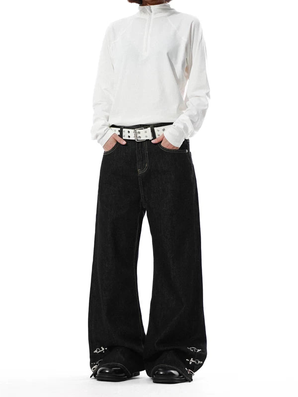 Retro Wide-Leg Casual Denim Pants 2