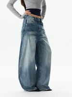 Retro Wide Leg Curved Blade Jeans Pants 5